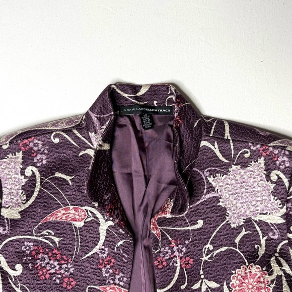 Linda Allard for Ellen Tracey Floral Purple Brocade Size 10 - Picture 4 of 7
